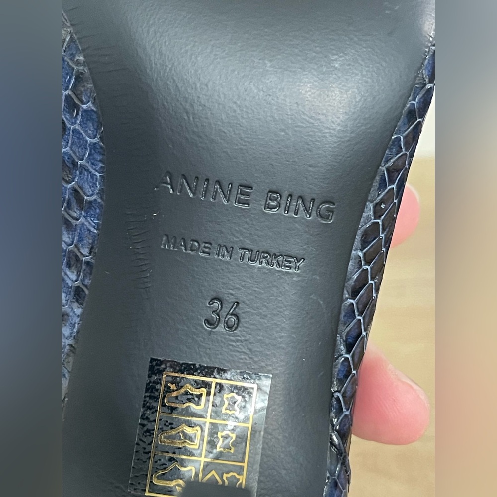 Anine Bing Devon Pumps Blue Snakeskin Leather Women's Size 36 - Picture 8 of 8